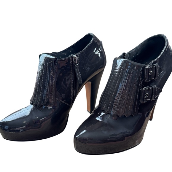 Moschino Cheap and Chic Gray Patent Leather booties‎ Sz 38.5 Heels - Picture 1 of 7